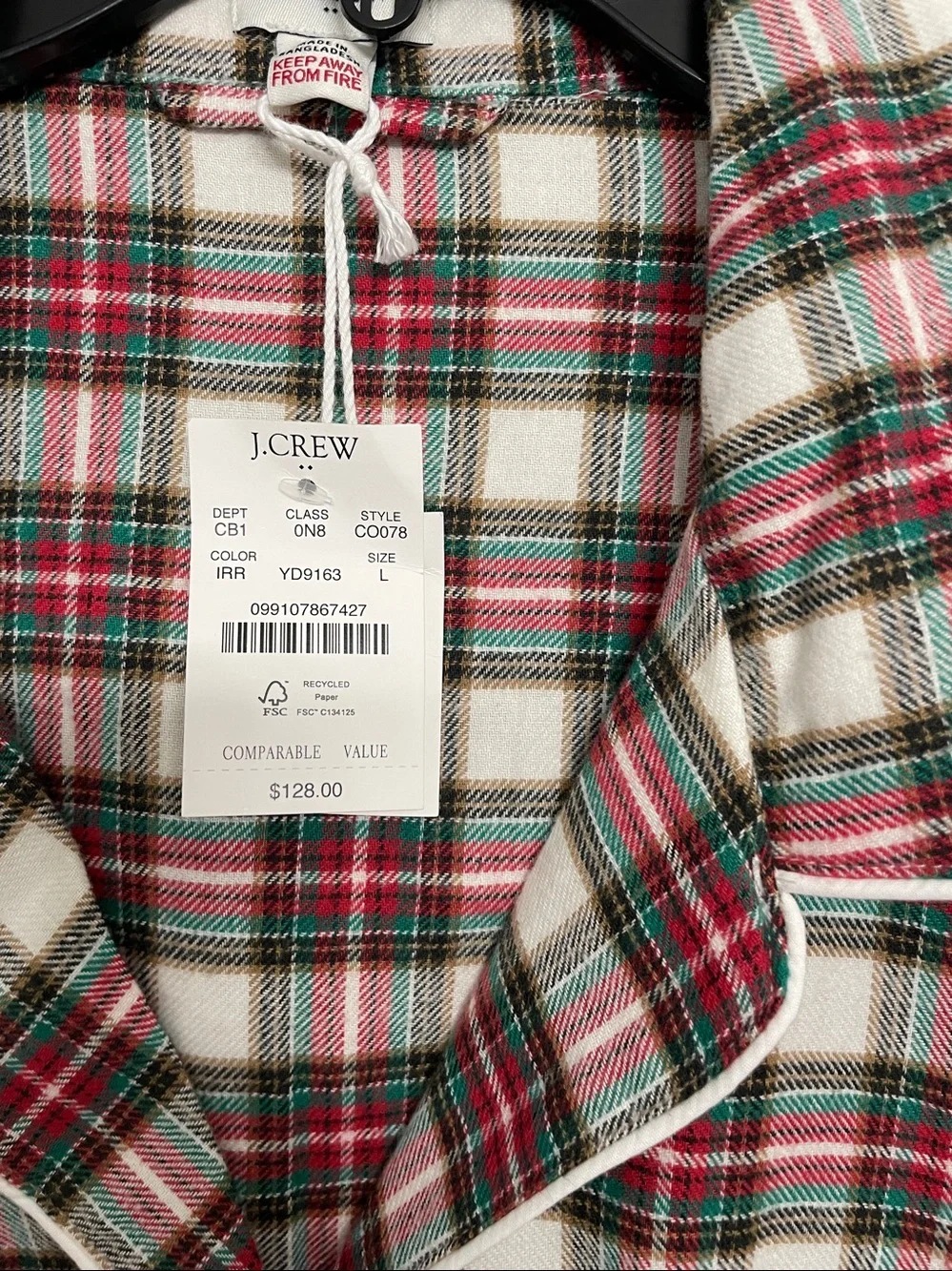 J. Crew Red, Green and White Plaid Women's Pajama Set
